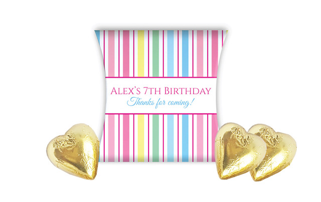 Pastel Stripe Kids Party Personalised Pillow Boxes