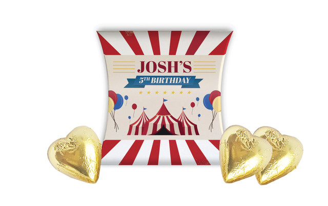 Retro Circus Kids Party Personalised Pillow Boxes