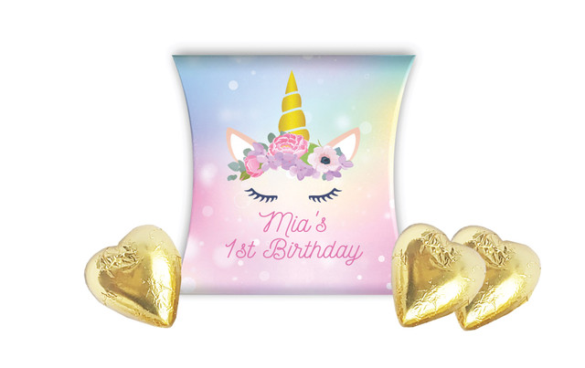 Sparkle Unicorn Kids Party Personalised Pillow Boxes