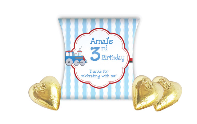 Toy Train Kids Party Personalised Pillow Boxes