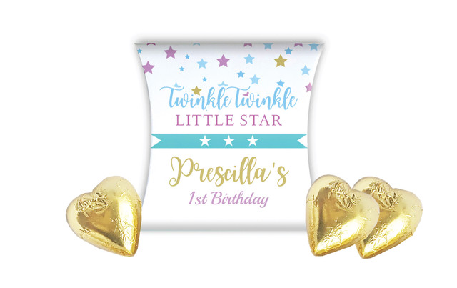 Twinkle Star 1st Birthday Kids Party Personalised Pillow Boxes