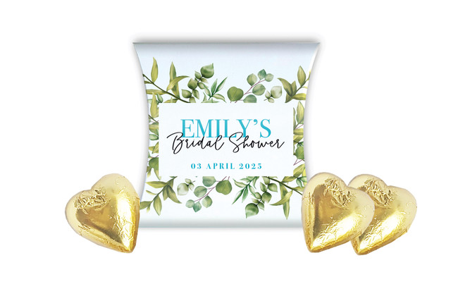 Eucalyptus Bridal Shower Personalised Pillow Boxes