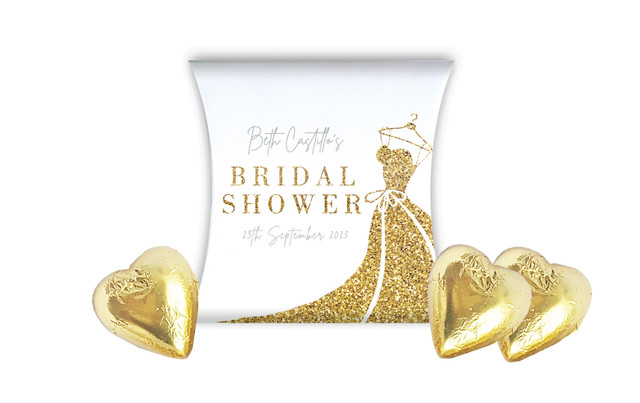 Glitter Dress Bridal Shower Personalised Pillow Boxes