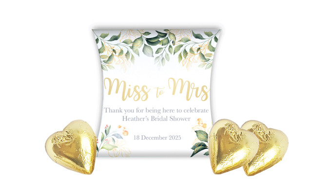 Golden Branches Bridal Shower Personalised Pillow Boxes