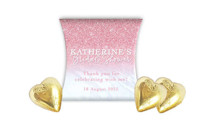 Rose Glitter Bridal Shower Personalised Pillow Boxes