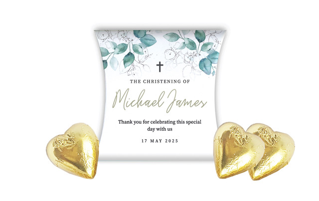 Dream Leaves Christening Personalised Pillow Boxes