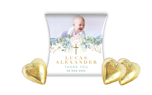 Leaves Photo Christening Personalised Pillow Boxes