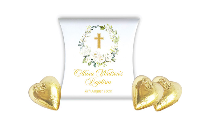 Rose Wreath Christening Personalised Pillow Boxes