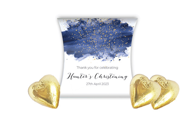Watercolour Confetti Christening Personalised Pillow Boxes