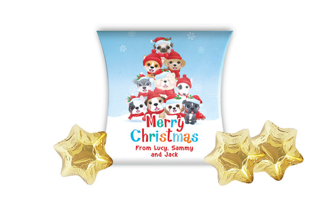 Christmas Puppies Christmas Personalised Pillow Boxes