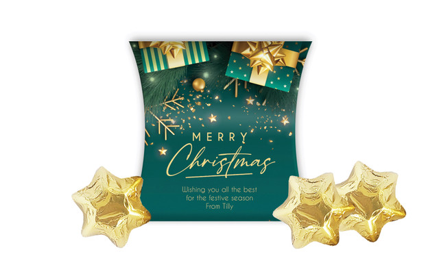 Green And Gold Gifts Christmas Personalised Pillow Boxes