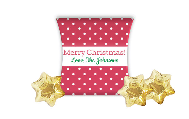 Red Polkadot Christmas Personalised Pillow Boxes