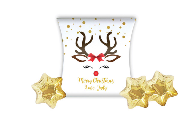 Reindeer Face Christmas Personalised Pillow Boxes