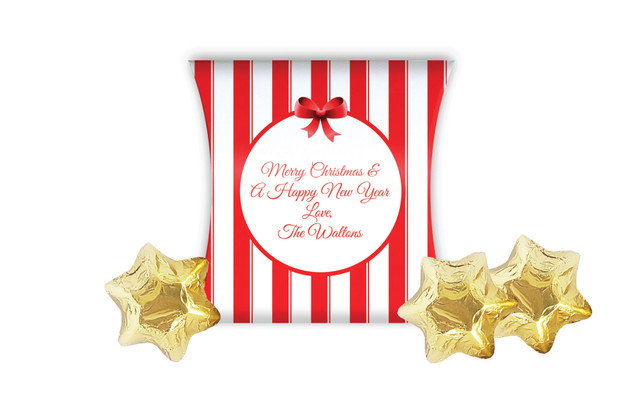 Stripes In Red Christmas Personalised Pillow Boxes