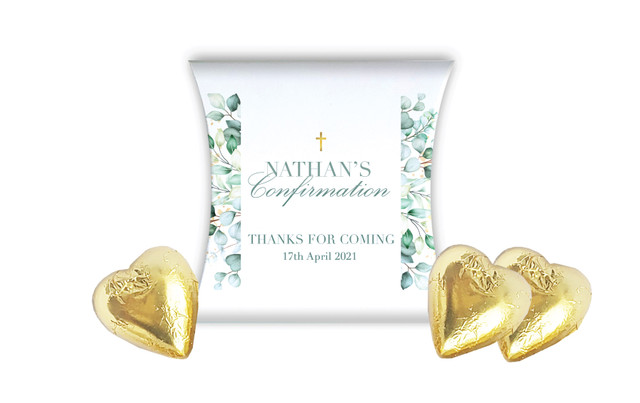 Eucalyptus Watercolour Confirmation Personalised Pillow Boxes