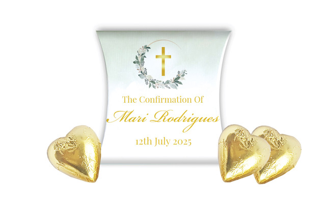 Greenery Hoop Confirmation Personalised Pillow Boxes