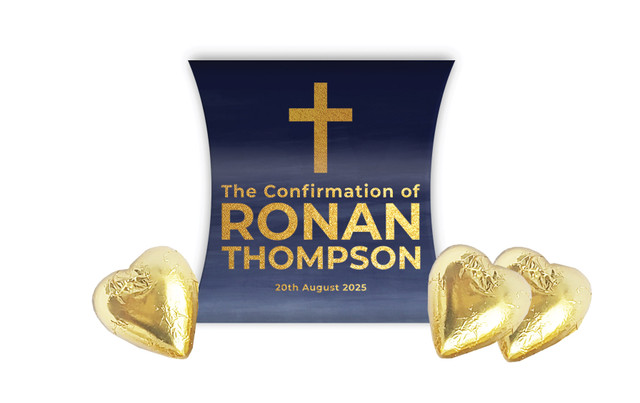 Navy Blue Watercolour Confirmation Personalised Pillow Boxes