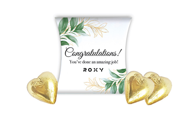 Gold And Green Leaves Congratulations Personalised Pillow Boxes