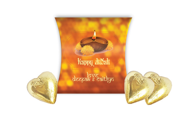 Bokeh Candle Diwali Personalised Pillow Boxes
