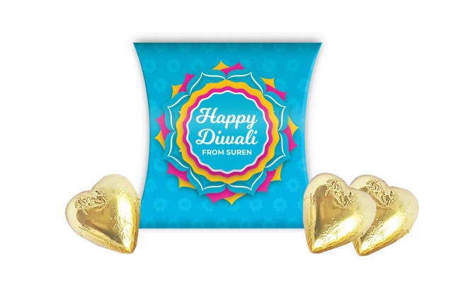 Bright Blue Diwali Personalised Pillow Boxes