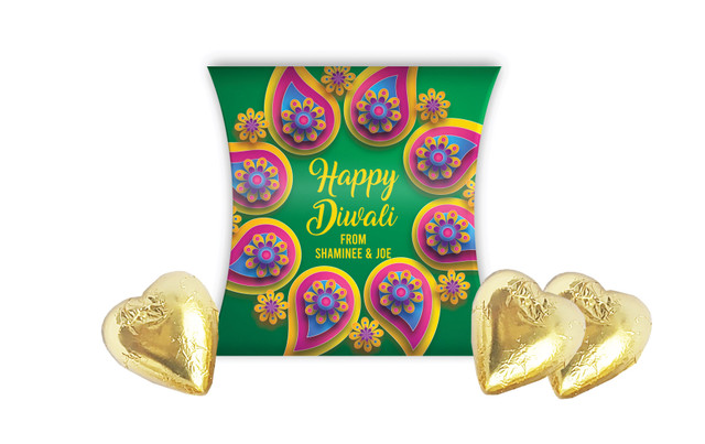 Green Leaves Diwali Personalised Pillow Boxes