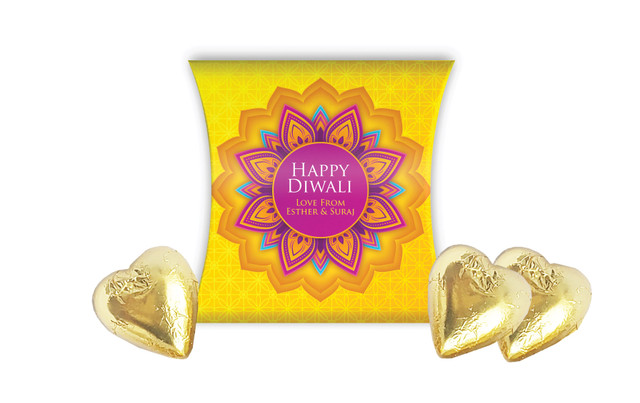 Yellow Purple Diwali Personalised Pillow Boxes