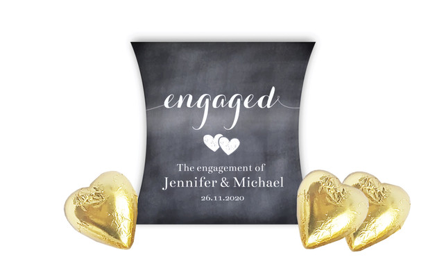 Flowing Words Chalkboard Engagement Personalised Pillow Boxes