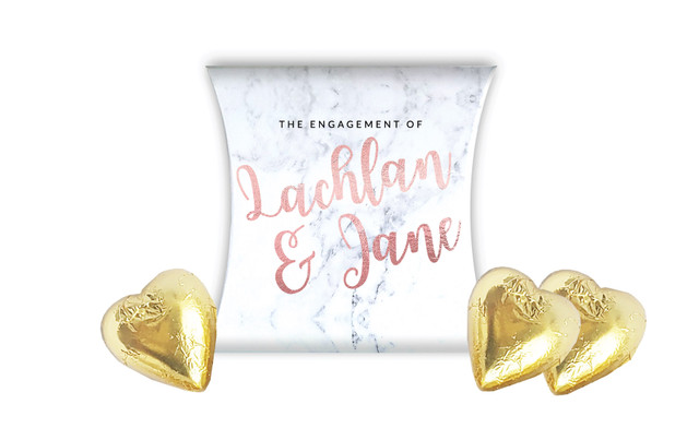 Marble & Rose Gold Engagement Personalised Pillow Boxes