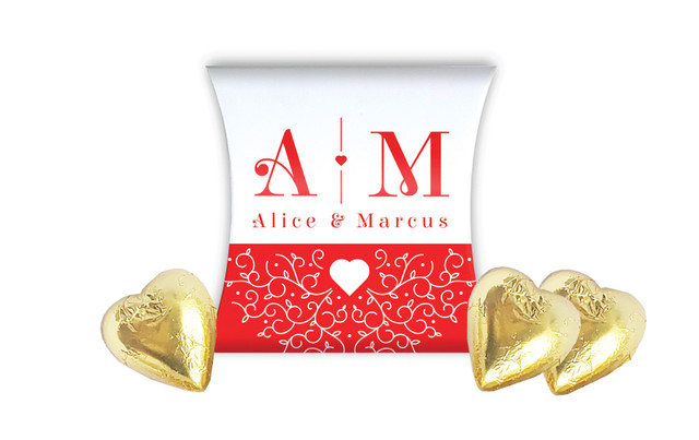 Ornamental Monogram Engagement Personalised Pillow Boxes