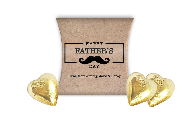 Hat & Moustache On Kraft Fathers Day Personalised Pillow Boxes