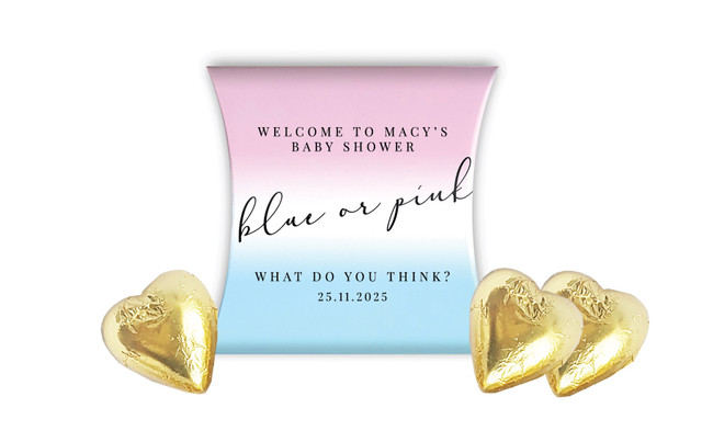 Gradient Gender Reveal Personalised Pillow Boxes