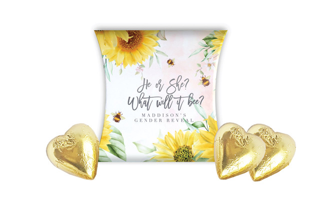 Honey Bee Gender Reveal Personalised Pillow Boxes