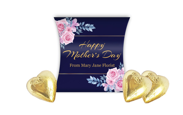 Pink Roses On Navy Mothers Day Personalised Pillow Boxes