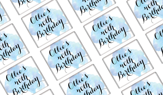A Splash Of Watercolour In Blue Birthday Mini Chocolates