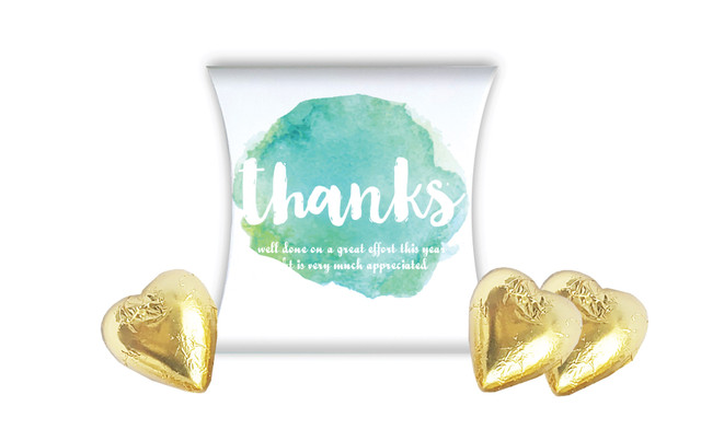 Watercolour Thanks Green Personalised Pillow Boxes