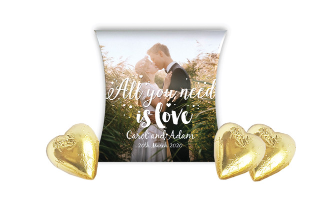 All You Need Is Love Wedding Personalised Pillow Boxes