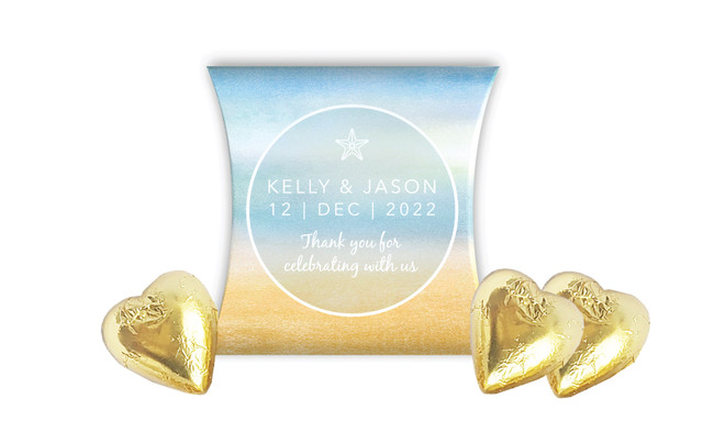 Beach Watercolour Wedding Personalised Pillow Boxes