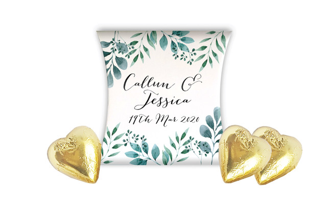 Branches On Cream Wedding Personalised Pillow Boxes