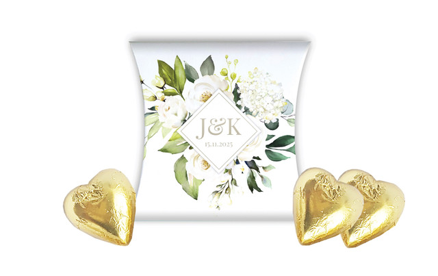 Diamond On White Roses Wedding Personalised Pillow Boxes