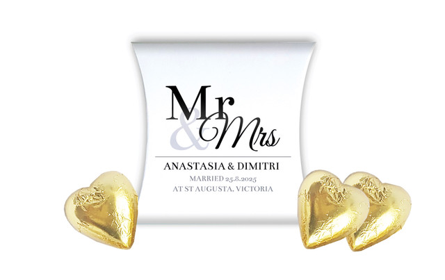 Mr & Mrs Announcement White Wedding Personalised Pillow Boxes