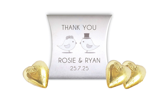 Sepia Love Birds Wedding Personalised Pillow Boxes