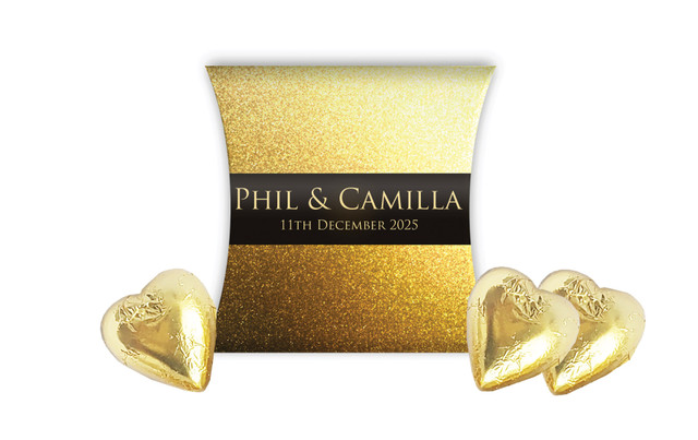 Solid Gold Wedding Personalised Pillow Boxes