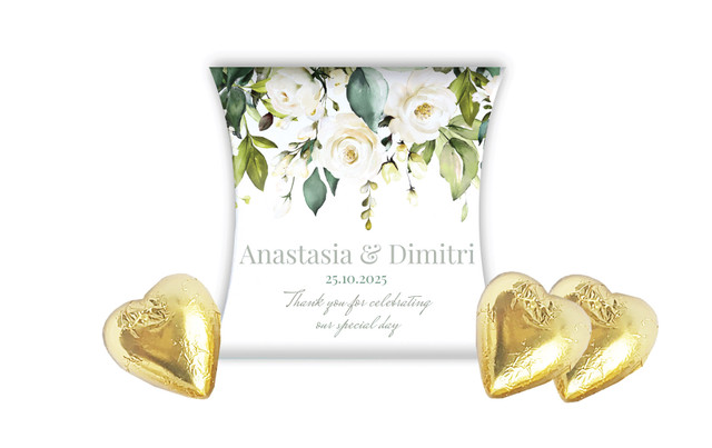 White Roses Hanging Wedding Personalised Pillow Boxes