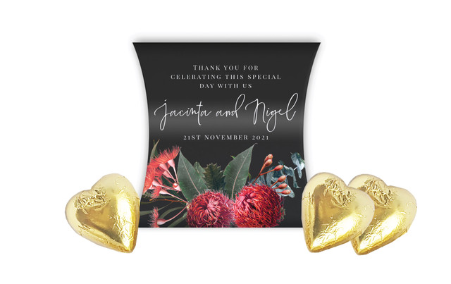 Wild Flowers Dark Wedding Personalised Pillow Boxes