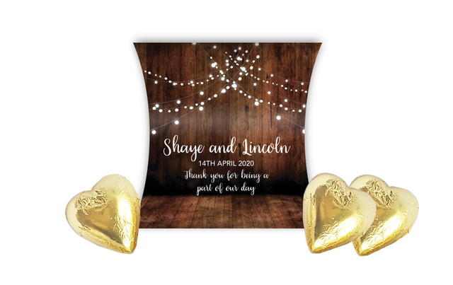 Wood Bunting Wedding Personalised Pillow Boxes