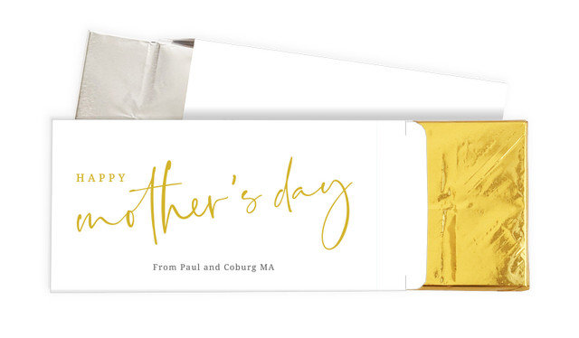 Classy Gold Cursive Mothers Day Personalised Chocolate Bar In A Box