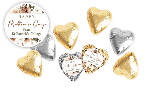 Elegant Flowers Personalised Foil Chocolate Hearts