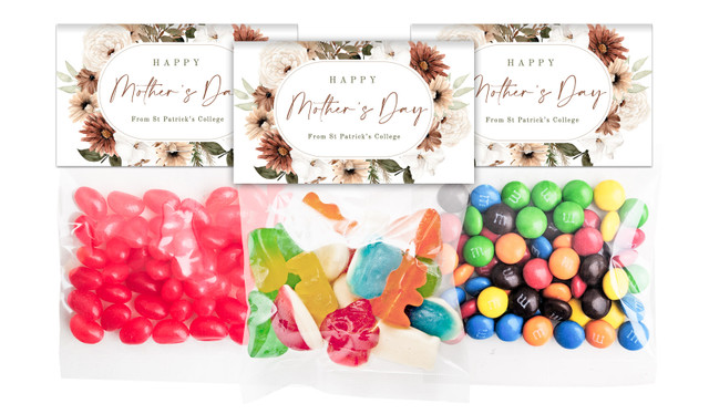 Elegant Flowers Mothers Day Personalised Lolly Bag With Topper