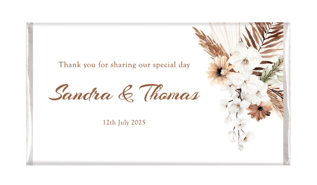 Winsome Floral Wedding Personalised Chocolate Bar