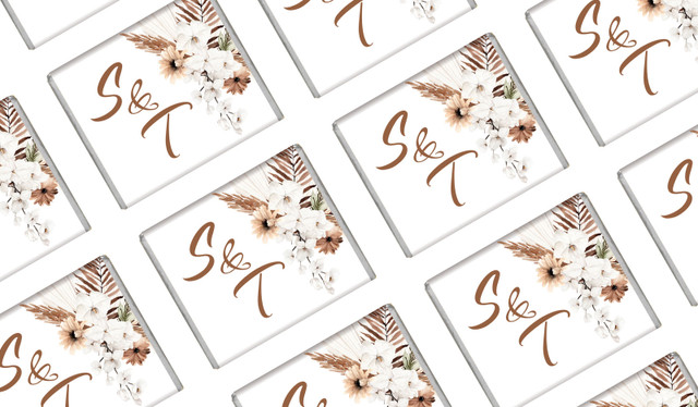 Winsome Floral On White Wedding Mini Chocolates